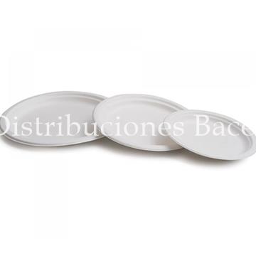 Plato caña azúcar blanco 50 uds. - Imagen 1